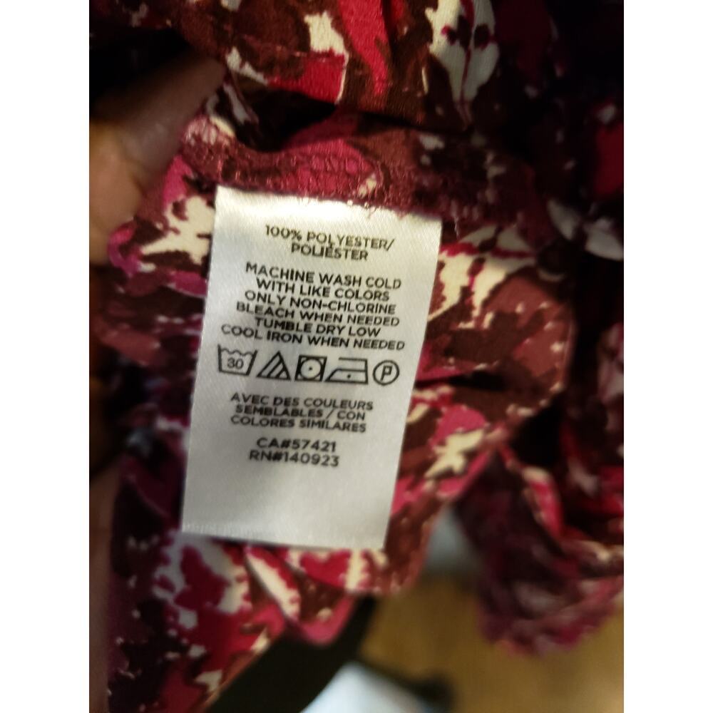 LOFT Blouse Women’s MP Pink Floral Ruffle Long Sleeve Lightweight Top - Picture 8 of 9